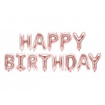 Fóliový balónový nápis Happy Birthday ružovo zlatý