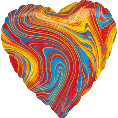 Fóliový balón mramor farebné srdce