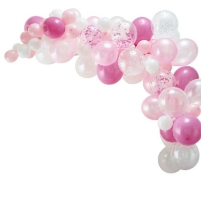 Balónová dekoračná sada ružovo biela
