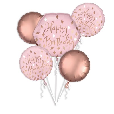 Buketa fóliových balónov Happy B-Day ružovo zlatá