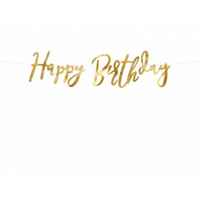 Baner písmenkový Happy Birthday zlatý