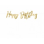 Baner písmenkový Happy Birthday zlatý