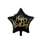 Fóliový balón Happy Birthday čierny