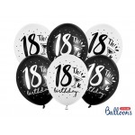 Latexové balóny 18 narodeniny čierno biele