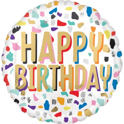 Fóliový balón konfetový Happy B-Day