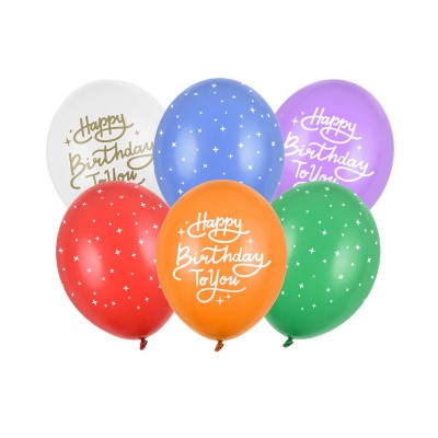Latexové balóny Happy B-Day mix farieb