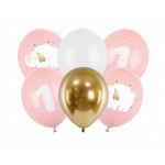 Latexové balóny prvé narodeniny mix farieb dievčatko