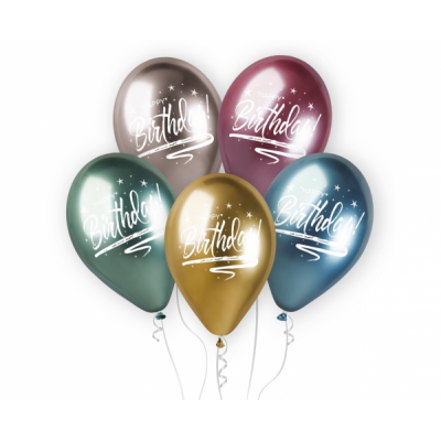 Latexové shiny balóny premium Happy B-Day mix