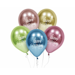 Latexové balóny platinové Happy B-Day