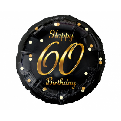 Fóliový balón 60 narodeniny čierno zlatý