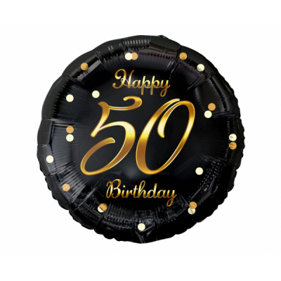 Fóliový balón 50 narodeniny čierno zlatý