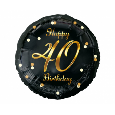Fóliový balón 40 narodeniny čierno zlatý