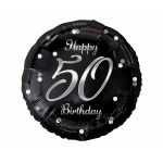 Fóliový balón 50 narodeniny čierno strieborný