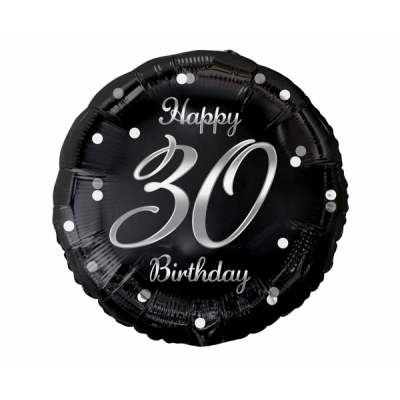 Fóliový balón 30 narodeniny čierno strieborný