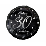 Fóliový balón 30 narodeniny čierno strieborný