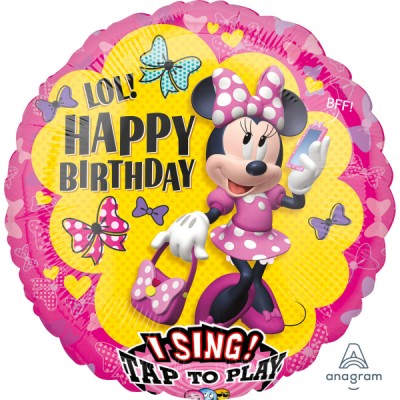 Spievajúci fóliový balón Happy B-Day Minnie