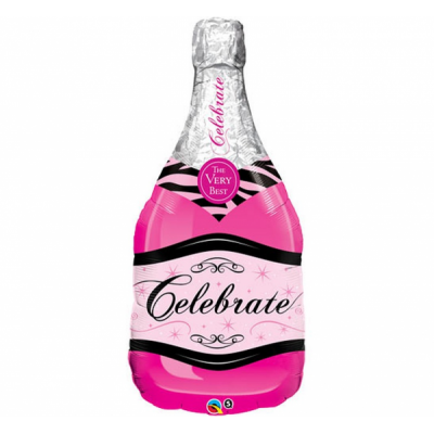Fóliový supershape balón šampusová fľaša ružová
