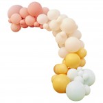 Balónová dekoračná sada oblúk žltá, korálová, broskyňová, ružová a mätovo zelená