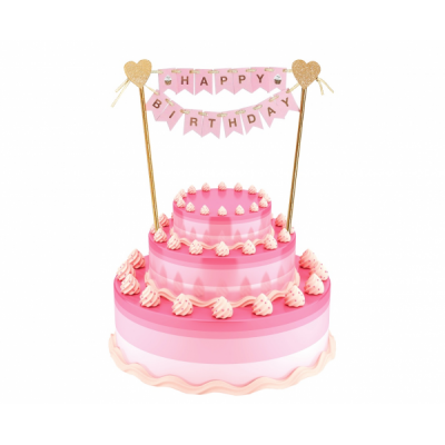 Zápich na tortu ružový Happy B-Day