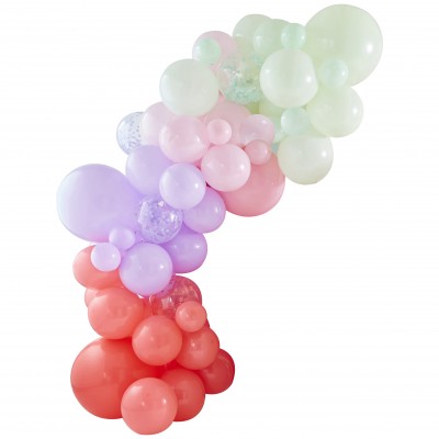 Balónová dekoračná sada ružová, fialová, pastelovo zelená a konfetové balóny