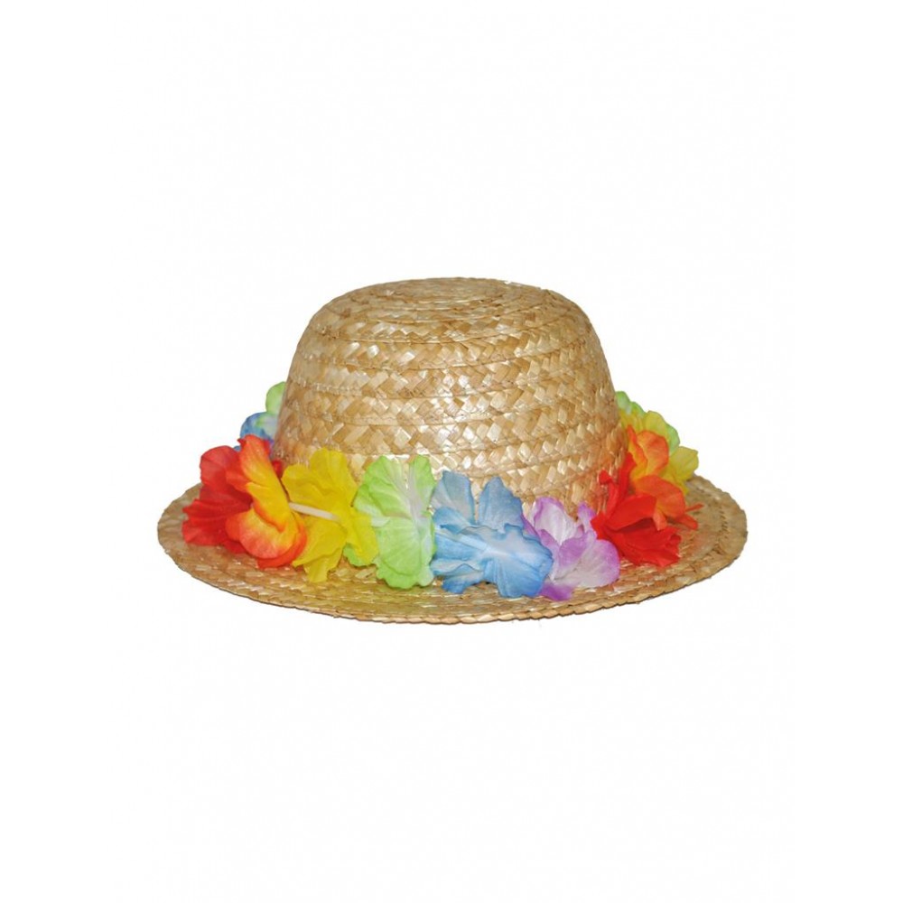 Slamený Hawaii klobúk s kvetinami Slamený Hawaii klobúk s kvetinami