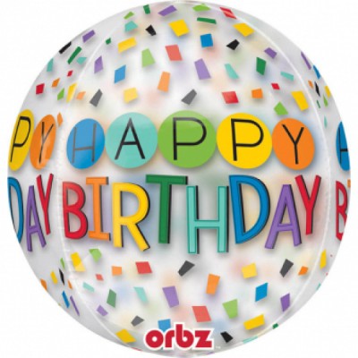 Orbz balón Happy B-day konfety
