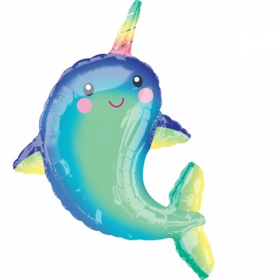 Fóliový Supershape balón Happy Narwhal