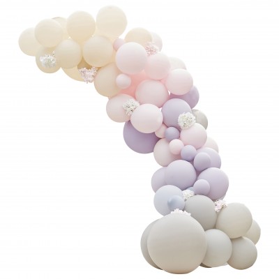 Balónová dekoračná sada tmavo modrá, sivé, ružové, slabo fialové a hortenzie biele a ružové