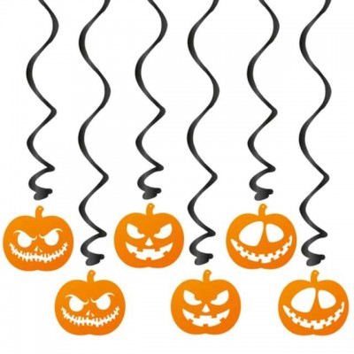 Visiaca špirálová dekorácia Halloween tekvice