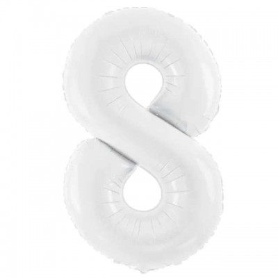 Fóliový balón číslo 8 biely