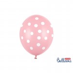 Latexový balón pastelový baby pink s bielymi bodkami