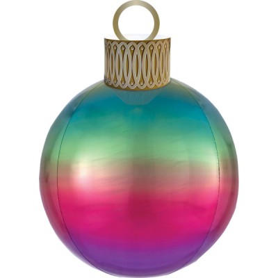 Fóliový balón Orbz vianočná guľa dúhová