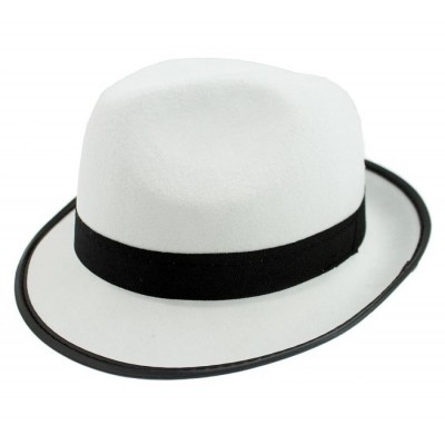 Gangsterský klobúk biely s čiernou páskou