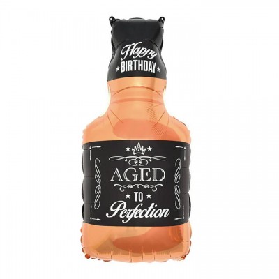 Fóliový balón supershape Happy B-Day whisky fľaša