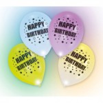 Latexové balóny LED farebné Happy Birthday