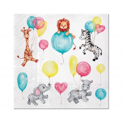 Servítky papierové Zvieratká s balónmi