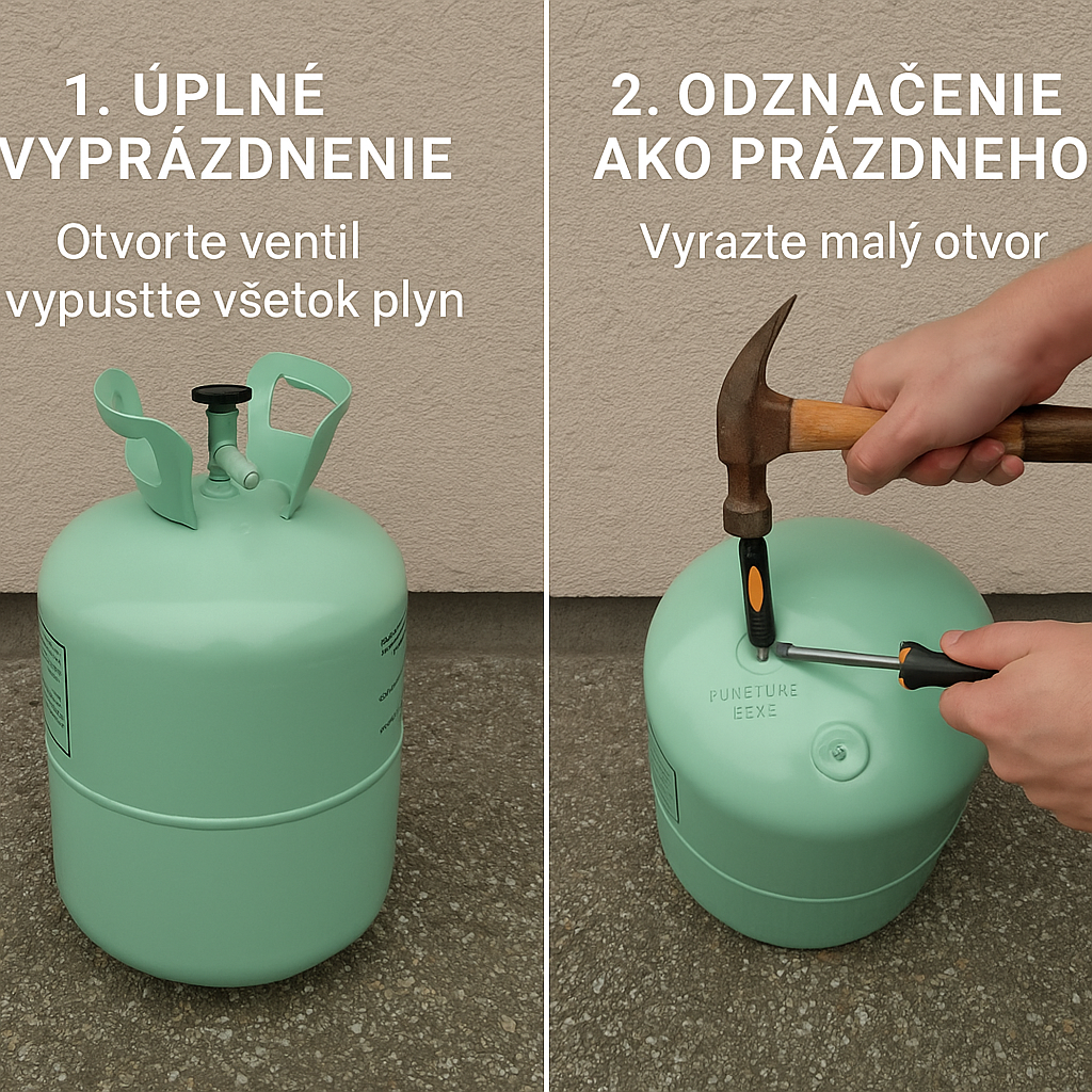 Likvidácia prázdnej héliovej fľaše